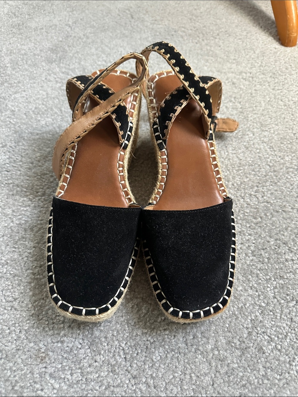 Crown Vintage Black Suede Espadrille Slingback Sandals
